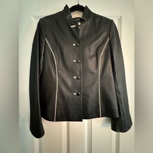 Dana Buchman size 6 black leather jacket